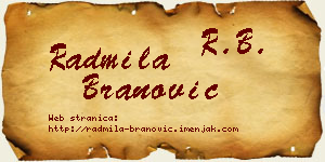 Radmila Branović vizit kartica